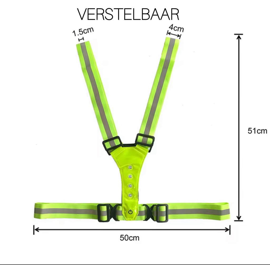 LED Veiligheidsharnas  Reflectie Vest - Groen
